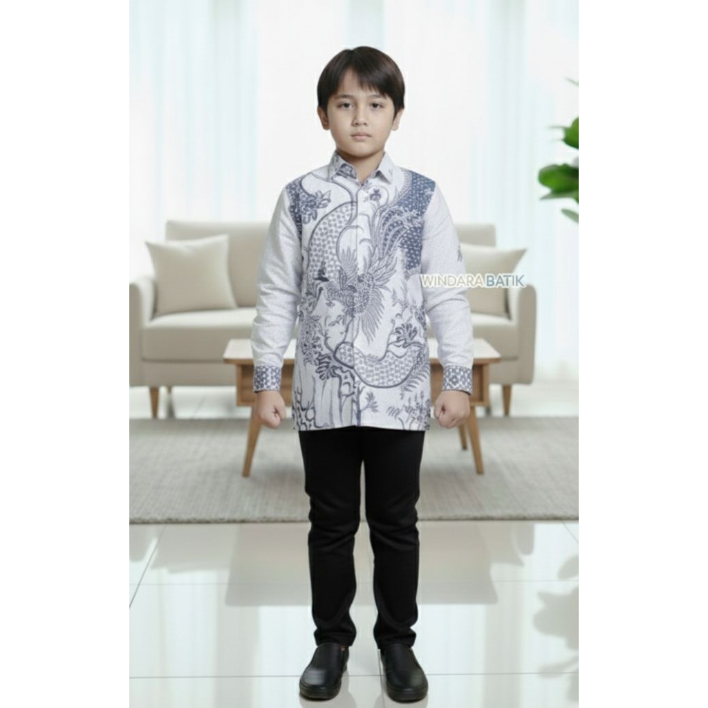 kemeja batik motif arkana putih