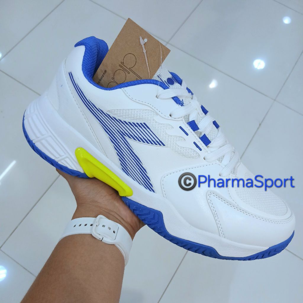 Diadora White Lime Blue Sepatu tennis Original Authentic Tenis Shoe Murah Keren Nicholas