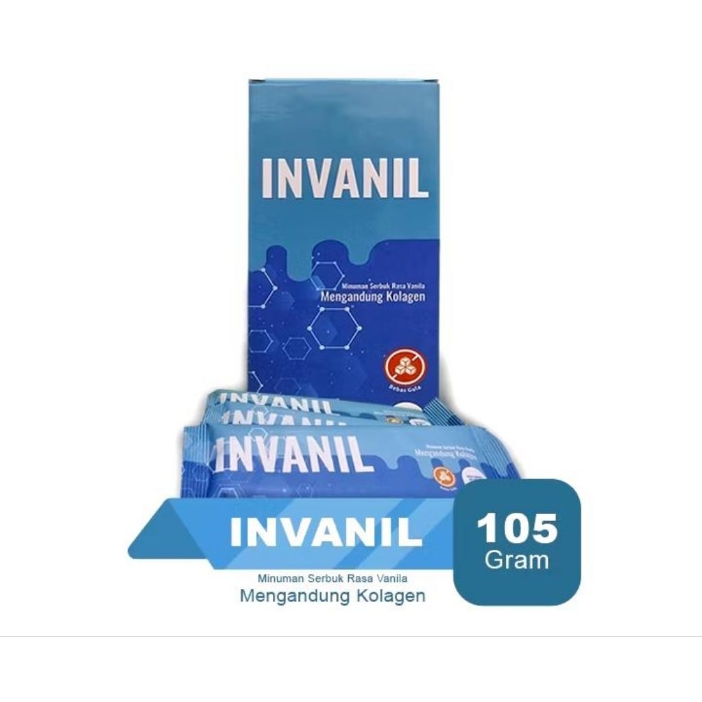 Invanil Minuman Serbuk Vanila Mengandung Kolagen 1 Box Isi 7 Sachet @15gram 105gram Minuman Kolagen 