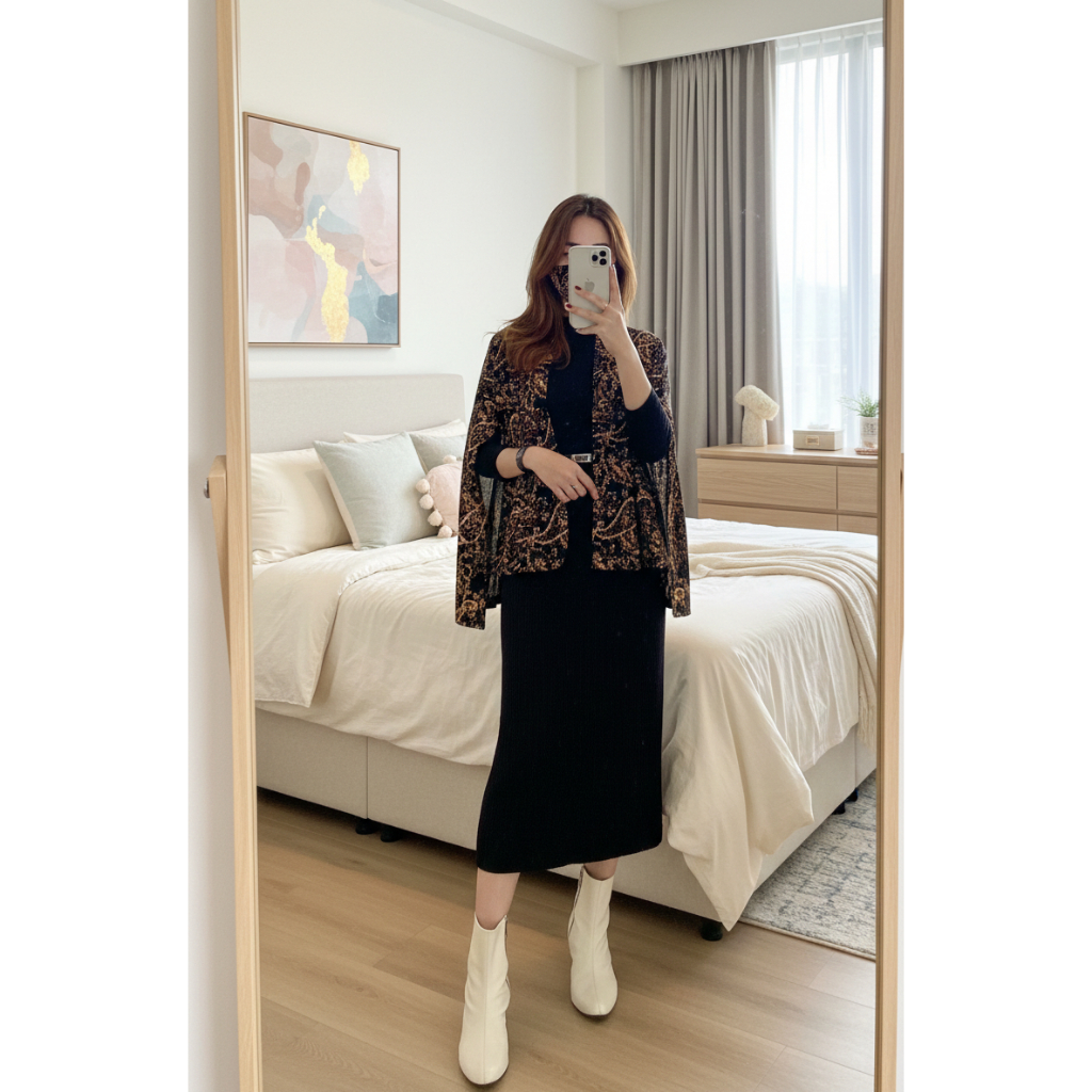 BLAZER CAPE BATIK CAP MOTIF SOGAN PEACHE