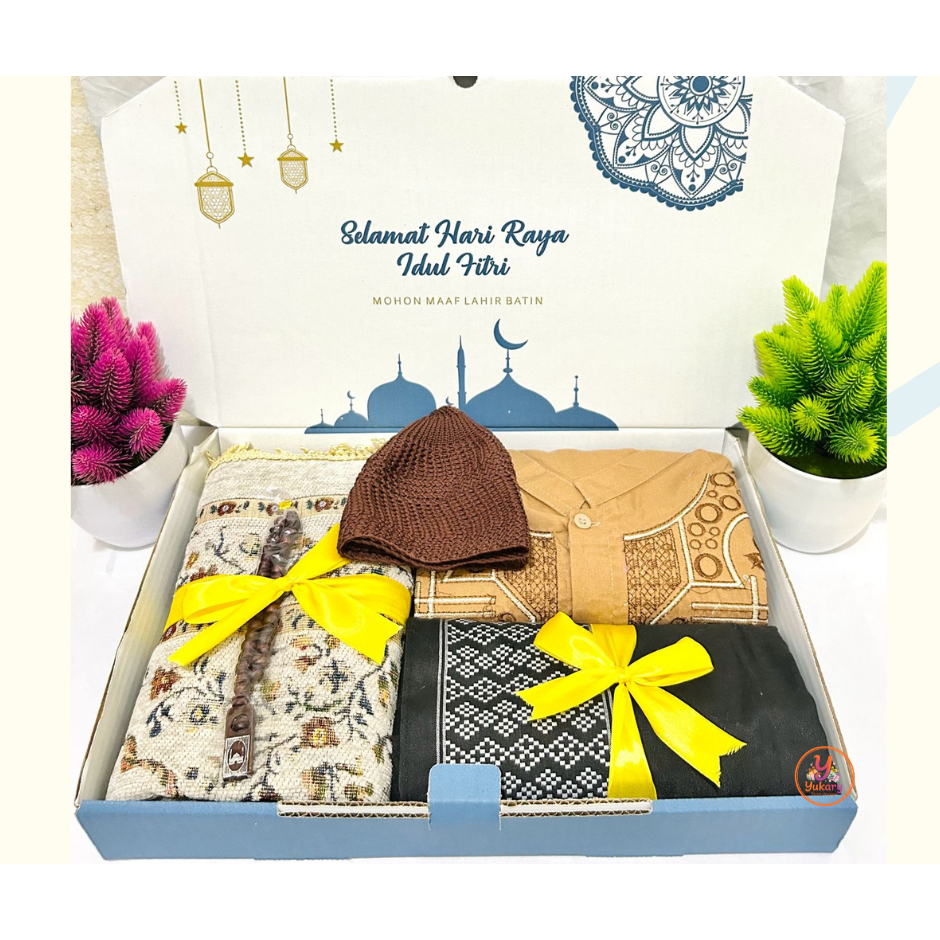 Hampers Muslim Baju Koko Peci, Sarung, Sajadah, Tasbih/ Parcel  Ramadan & Lebaran Idul Fitri Premium