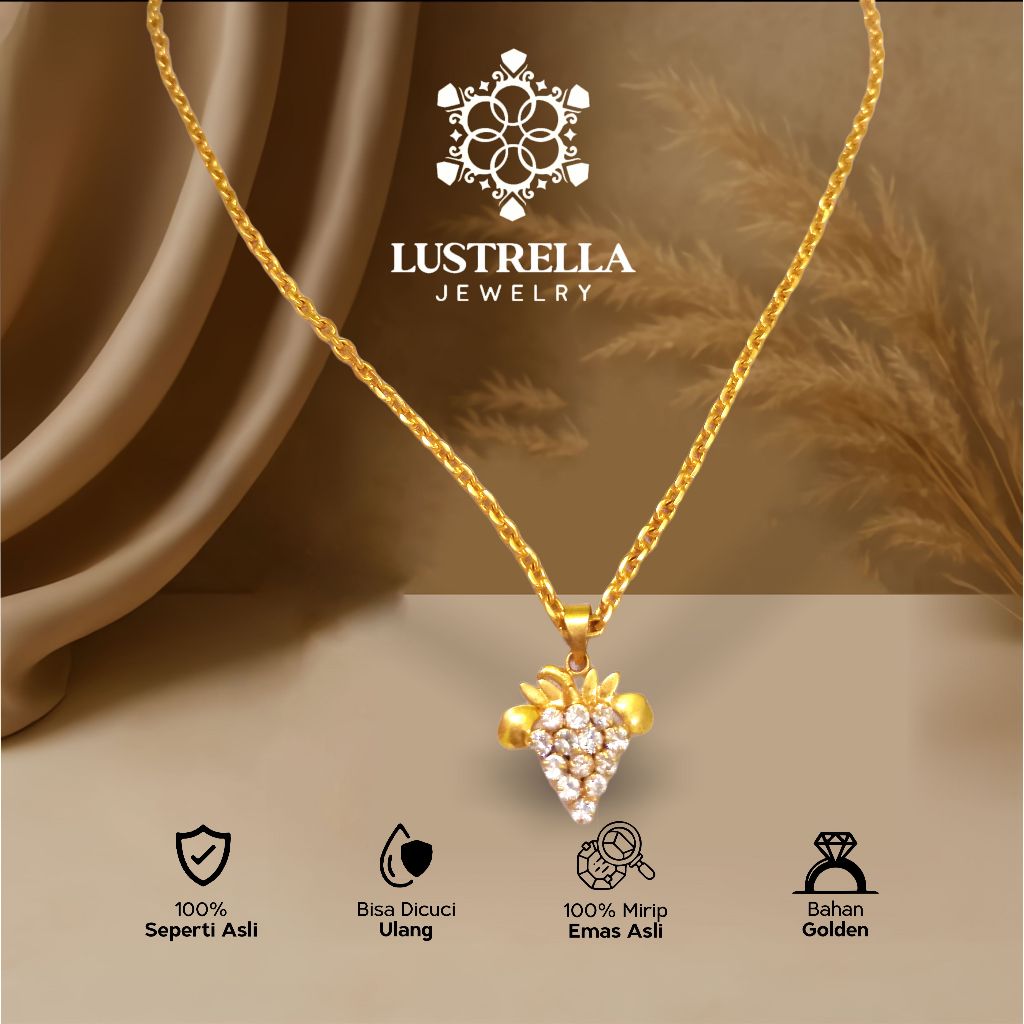 Kalung Wanita Replika Emas Liontin Anggur Kristal Mewah – Gold Look