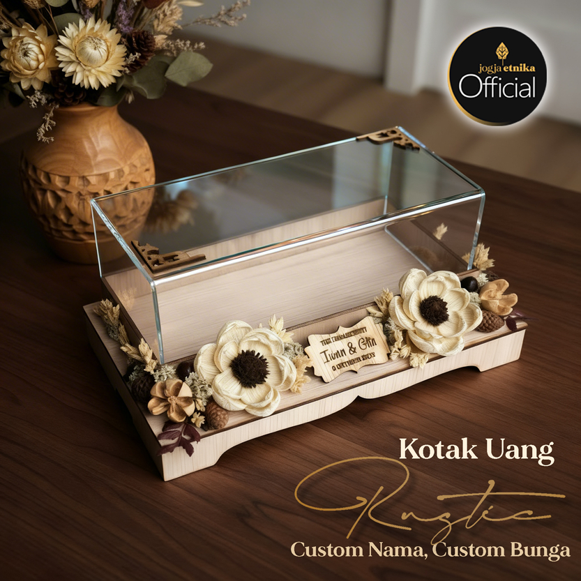 BOX UANG / KOTAK UANG MAHAR RUSTIC CUSTOM NAMA