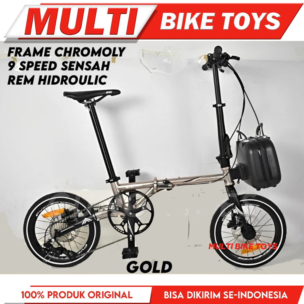 Sepeda Lipat 16 Evergreen Maximus 9 speed Chromoly NEW model troy Generasi 2