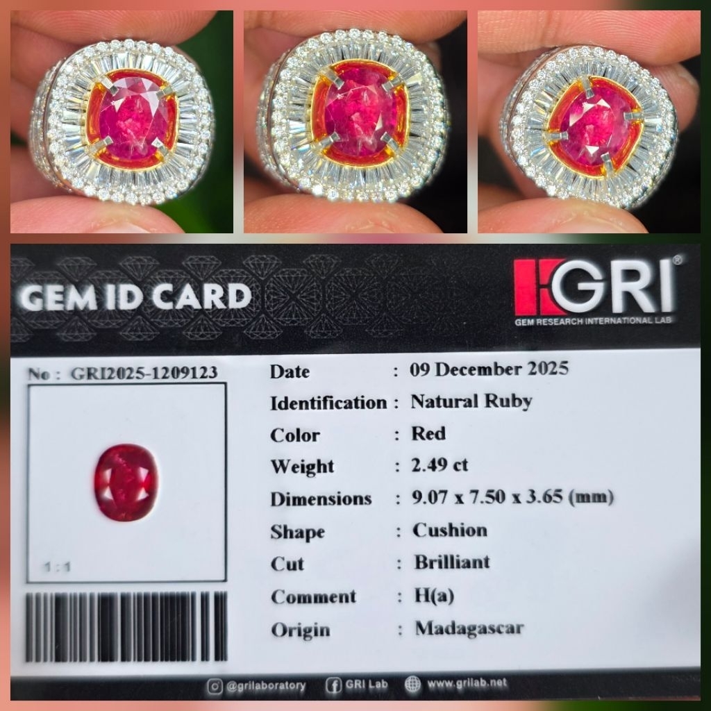 Batu Natural HQ Red Ruby Memo 2.49 crt