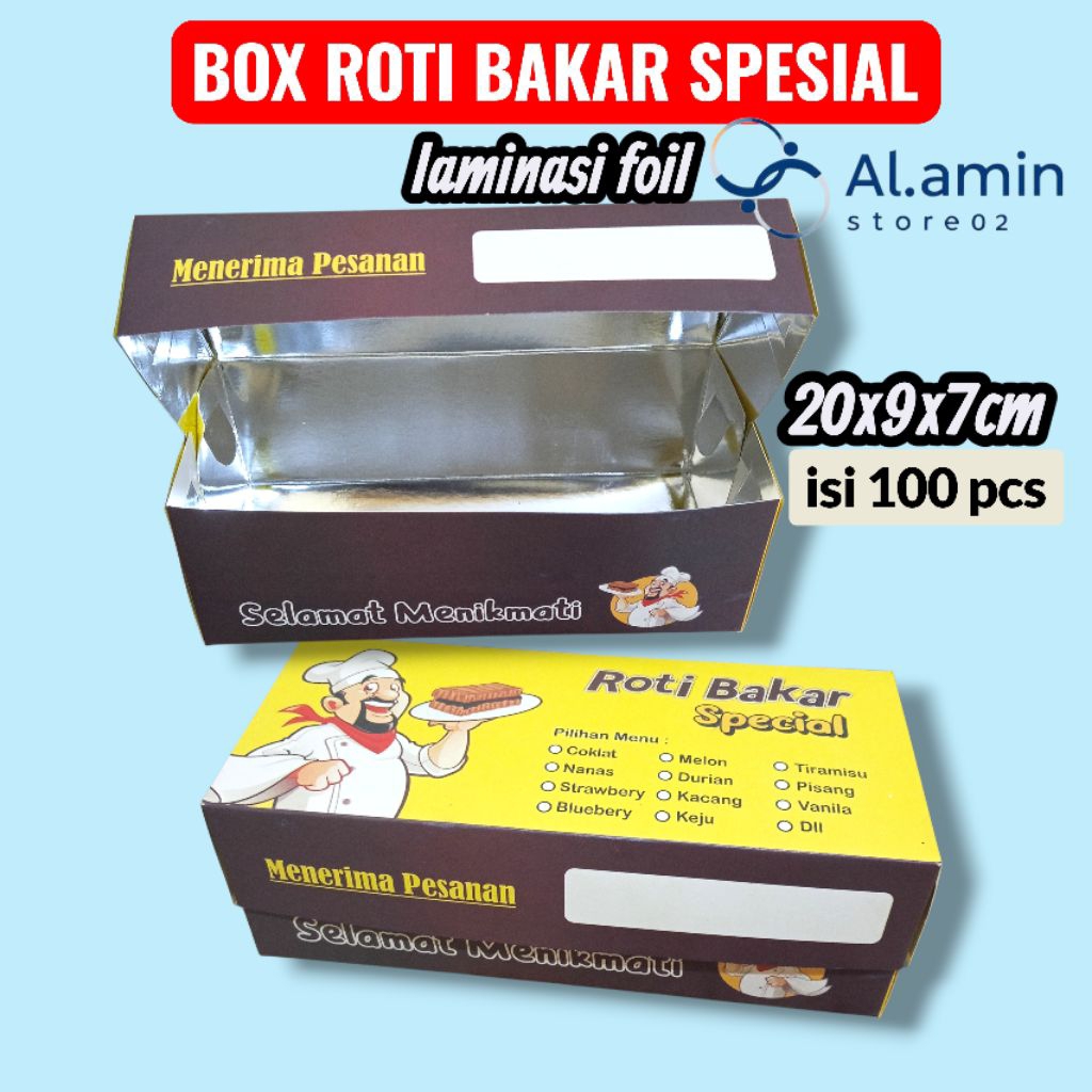 DUS ROTI BAKAR SPESIAL/BOX ROTI BAKAR 100 PCS LAMINASI