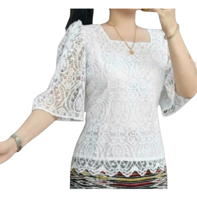 Blus Premium Baju Kebaya Brokat Mewah Lengan Kembang/ Atasan Wanita Dewasa Model Terbaru modern Cant