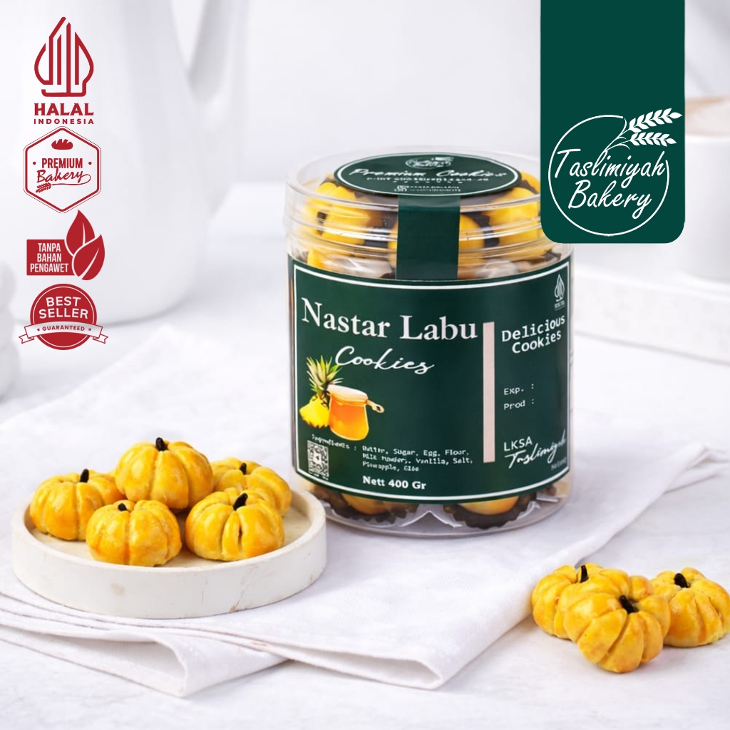 TASLIMIYAH BAKERY Nastar Labu Lembut Premium 600ml / Kue Kering Lebaran Selai Nanas Khas Malang
