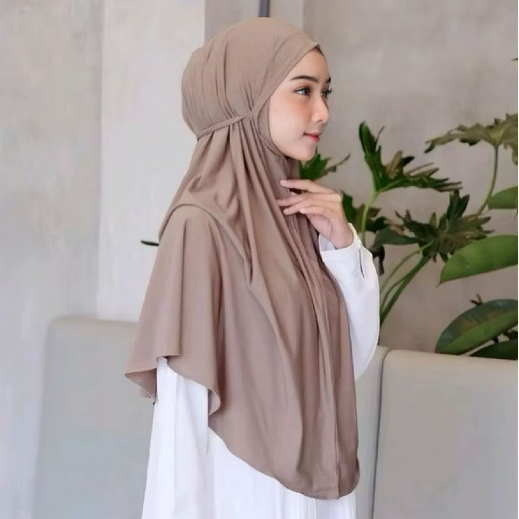 Jilbab Instan Bergo Hasna Jersey Tali | Kerudung Instan Tali