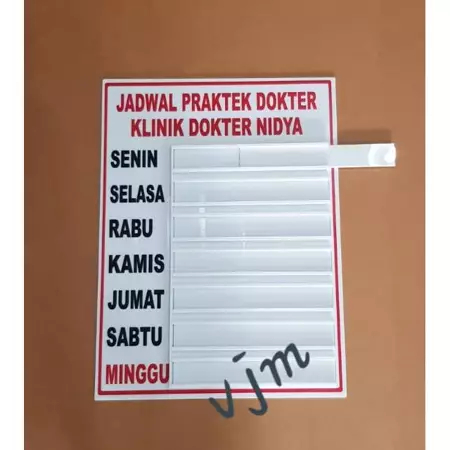 Acrylic Papan Jadwal Praktek Dokter 30x40cm