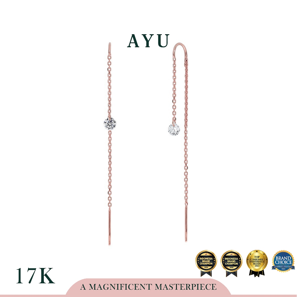 AYU Anting Emas - Candy Pop Dangle Thread Earrings 17K Rose Gold