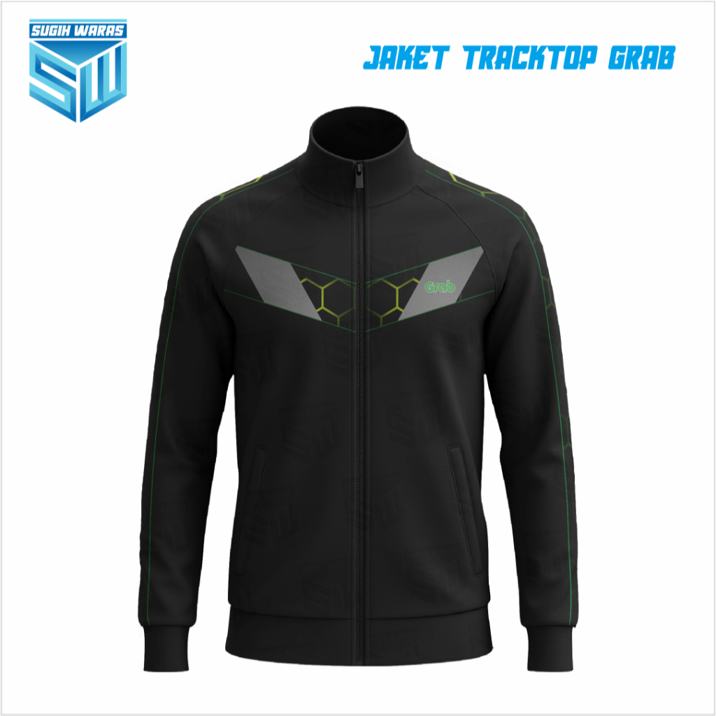 SUGIH WARAS Jaket GRAB Pria Tracktop Sporty Casual Hitam GRAB , OJOL , OJEK ONLINE , JAKET HIJAU