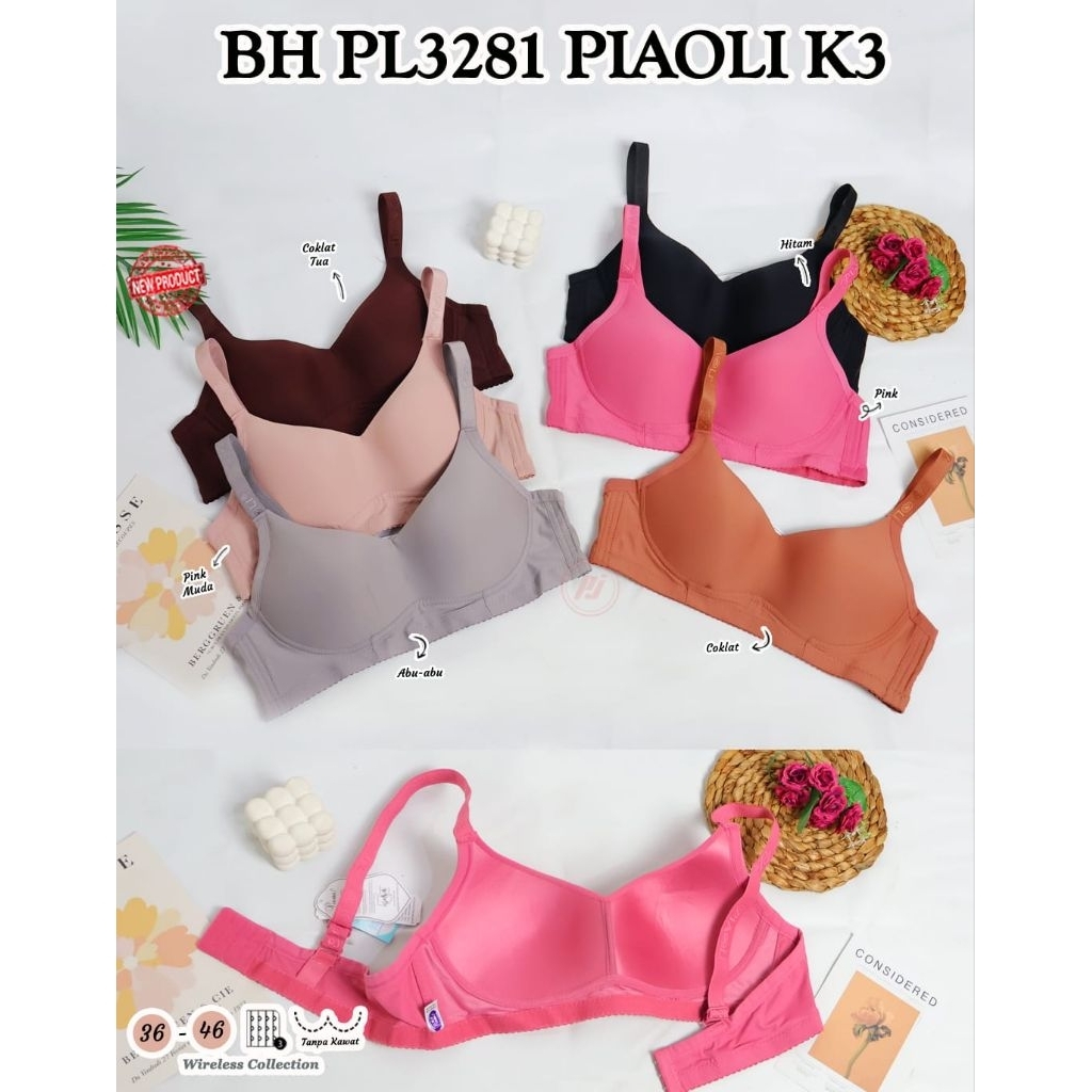 BH PL3281 piaoli k3/BH piaoli 3281size 36-46/BH piaoli kait 3 tanpa kawat/BH piaoli busa tipis