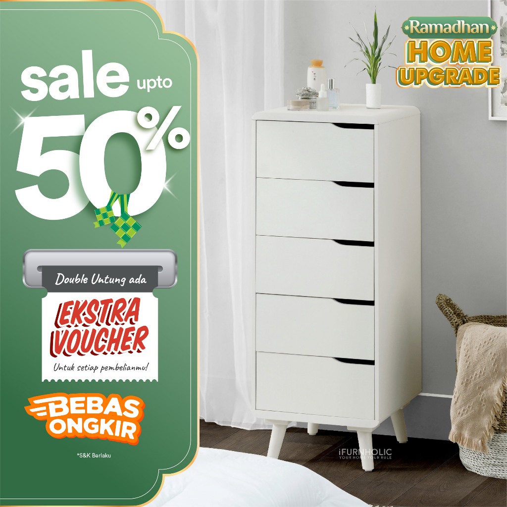 IFURNHOLIC Hanover Drawers | Kabinet Minimalis | Lemari Laci Susun | Lemari Pakaian Kecil | Rak Serb