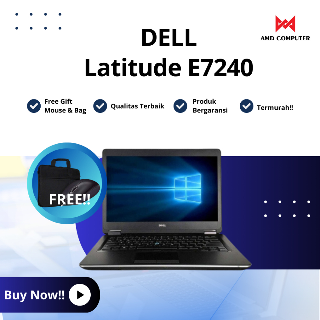 Laptop Murah Dell 7240 i7 GEN 4THN/RAM 8GB SSD 256 SECOND BERKUALITAS