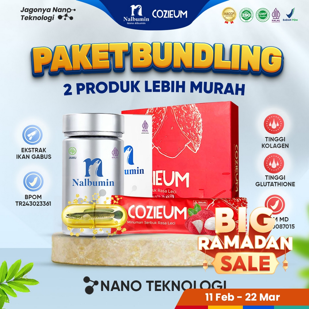 PAKET BUNDLING HEMAT NALBUMIN + COZIEUM Nano Albumin Ekstrak Ikan Gabus dan Minuman Kolagen L-Glutha