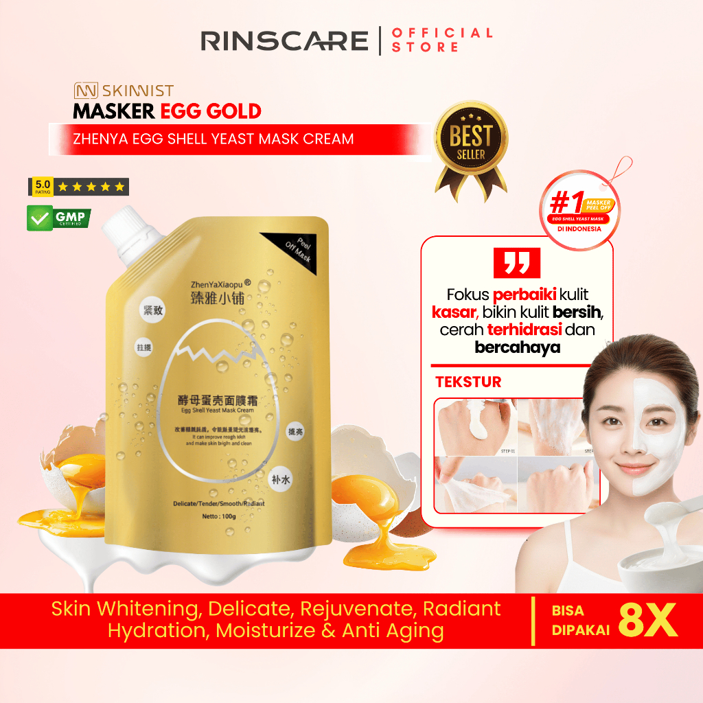[ EGG SHELL MASK ] Original BPOM Masker Zhenyaxiaopu Egg Shell Yeast Mask 100gr Anti Aging atasi kul