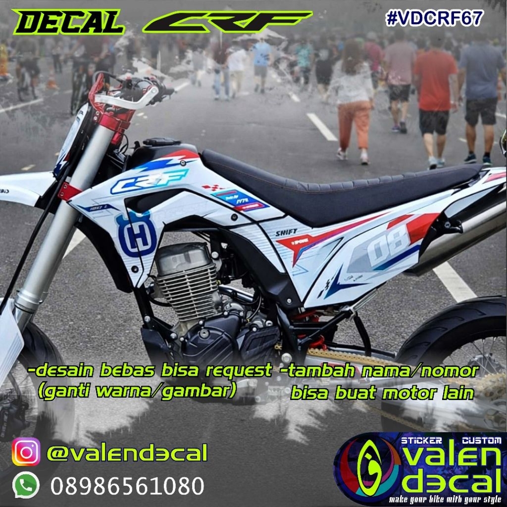 Stiker Decal CRF kombinasi chrome hologram gold stabilo, desain bebas bisa request custom GRATIS