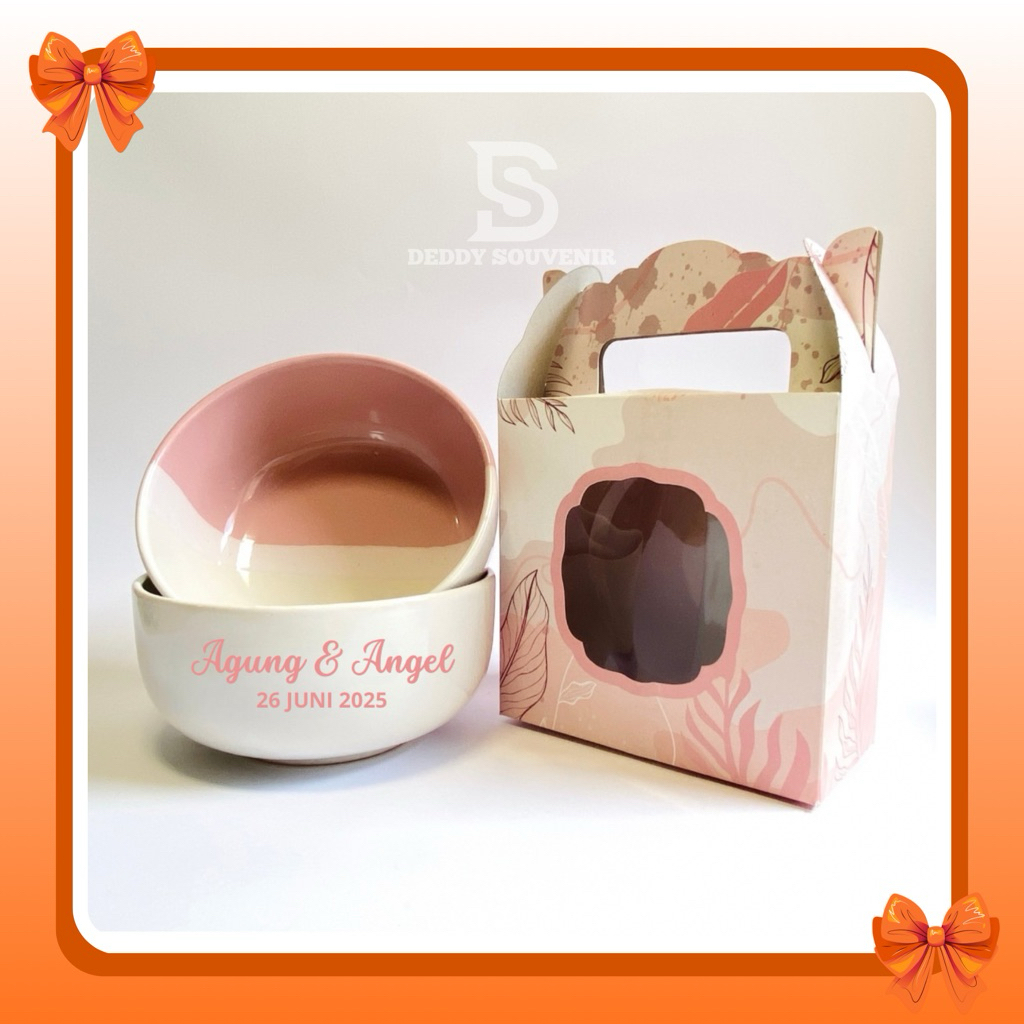 Souvenir Mangkok Twotone Custom Logo Kemas Box