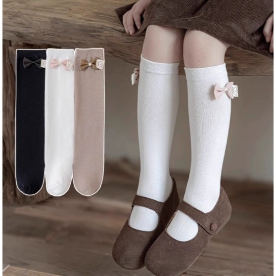 kaos kaki sekolah anak perempuan panjang putih hitam lucu