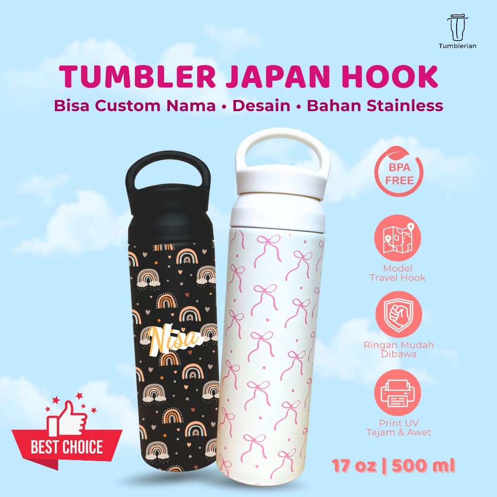 Tumbler LED Titan Custom Nama – Termos Stainless Suhu Digital 500ml / Botol Minum Panas Dingin Custo