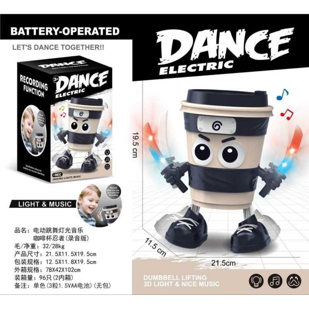 Mainan Anak Dance Cappucino Ninja / Mainan Dance Robot Naruto Ninja Cappucino Record / Mainan Robot 