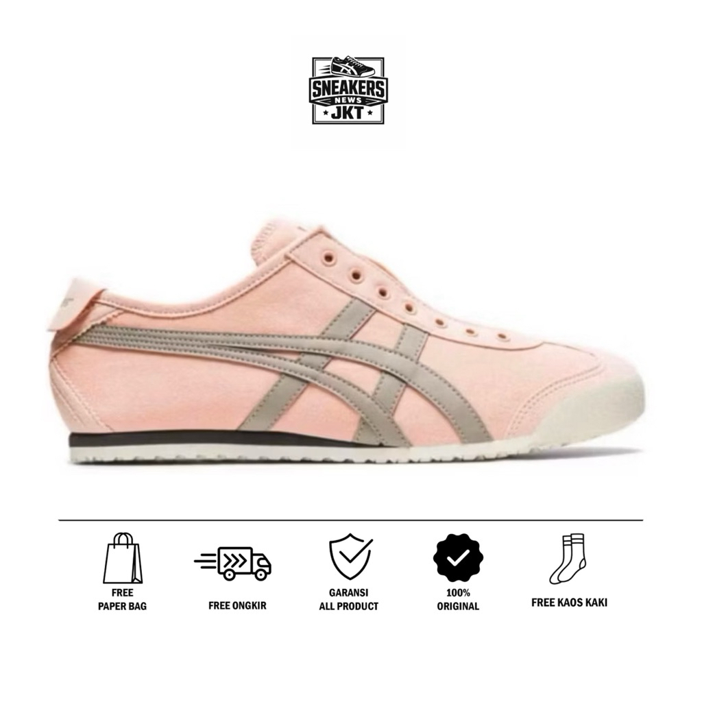 Sepatu  Onitsuka Tiger Mexico 66 Slip On Pink Grey/Wanita/Sneakers/Original