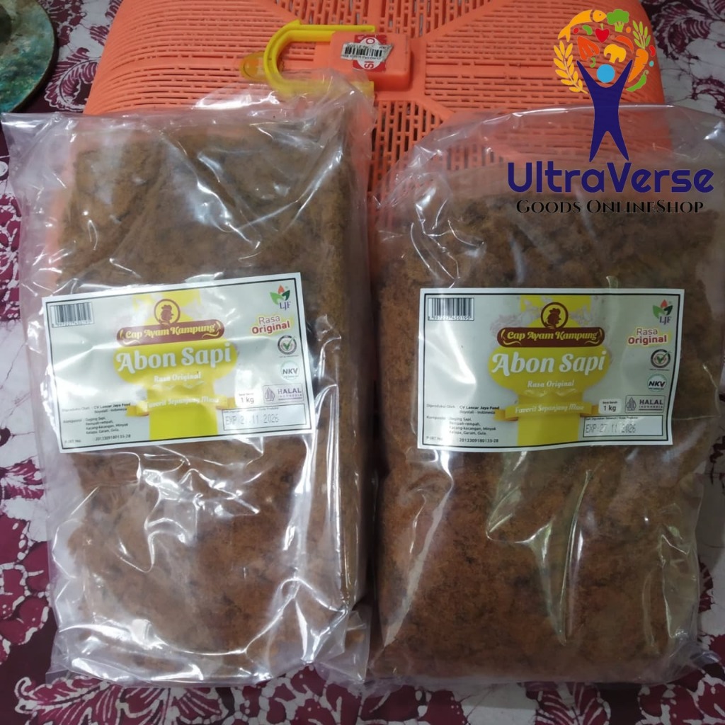 Abon Sapi cap Ayam Kampung 1Kg Premium abon 1 Kg HALAL Abon Sapi Asli Enak Mantap Berkualitas Serat 