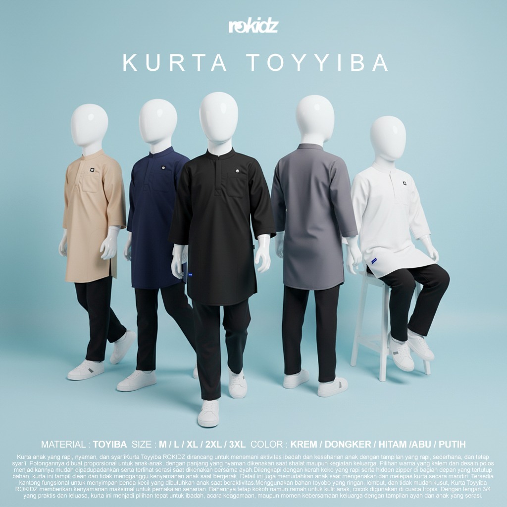 ROSAL KURTA TOYYIBA ROKIDZ / BAJU MUSLIM KOKO ANAK MURAH ORIGINAL PREMIUM MAKASSAR