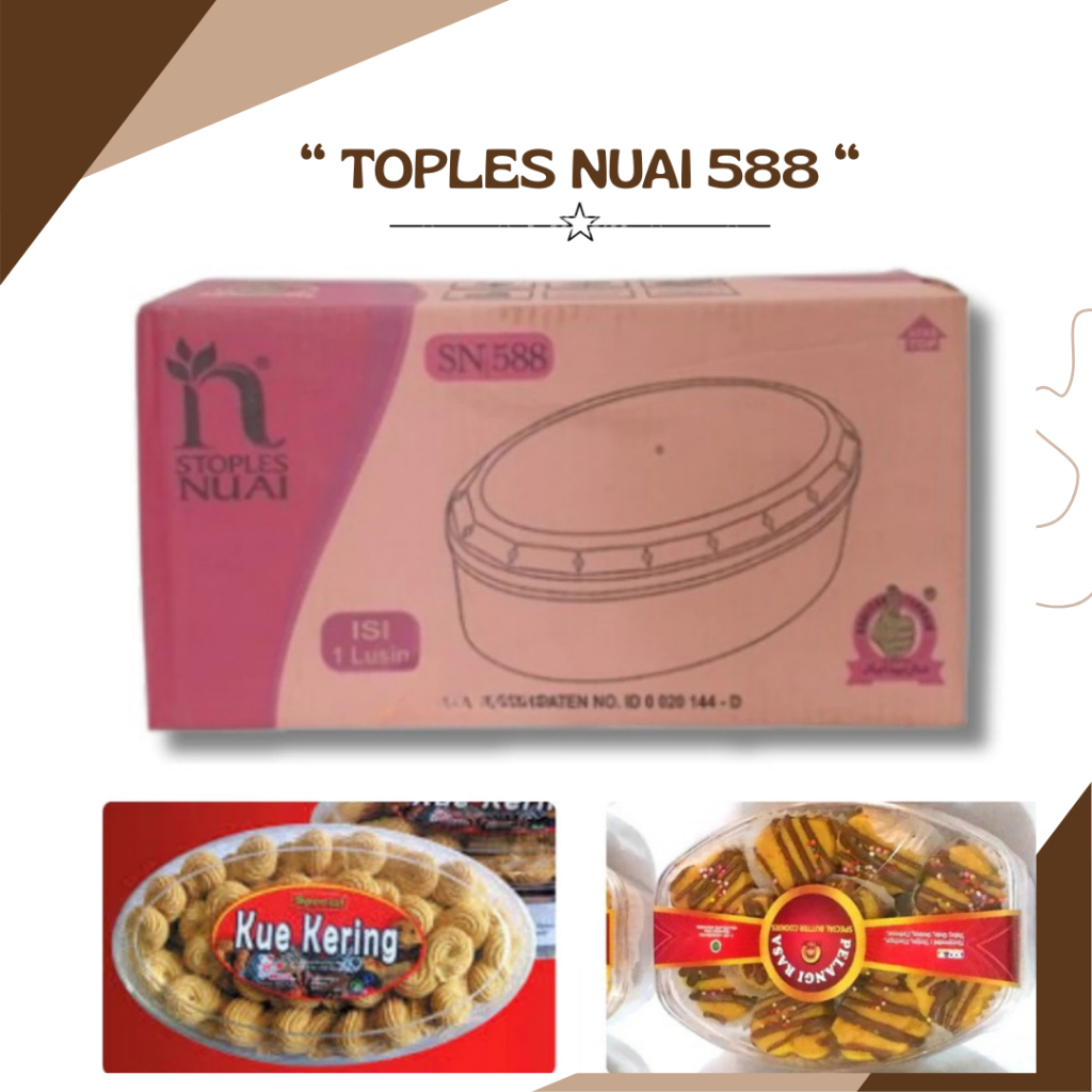 Toples Kue Kering Oval Nuai SN 588 / Toples Kue Lebaran 250 gr Toples Oval 500 gr