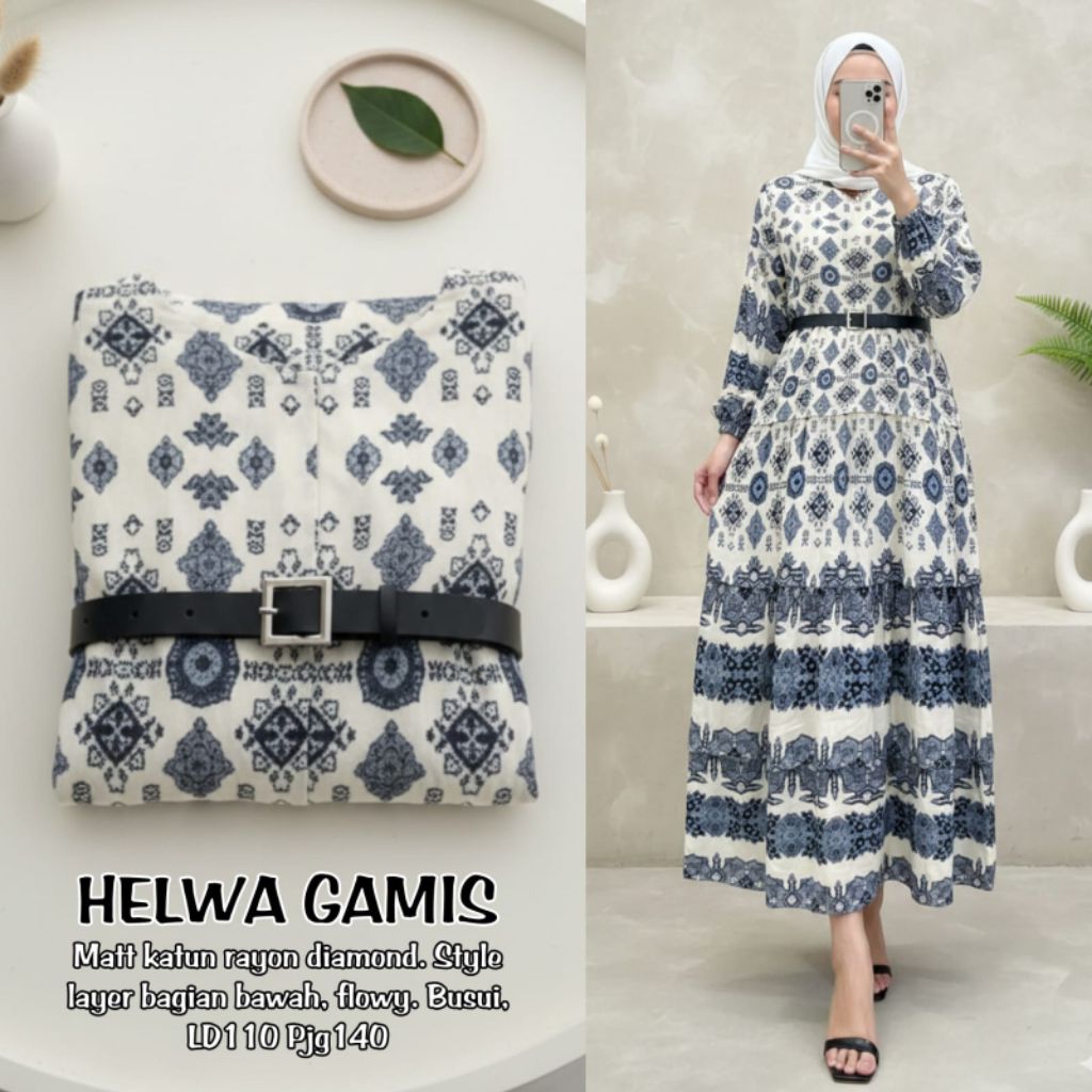 HELWA Layer Dress | Gamis Import | | Gamis Modis | | Maxi Wanita | | Dress Bunga |