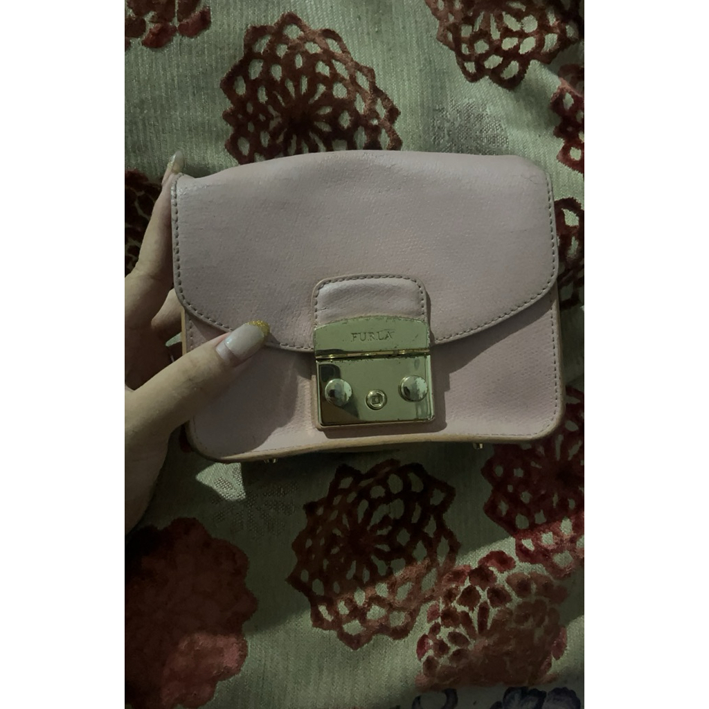 tas mini furla pink preloved