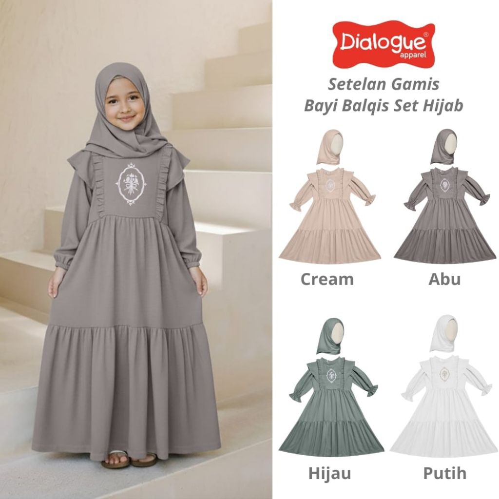 Setelan Gamis Anak Balqis Set Hijab Dialogue