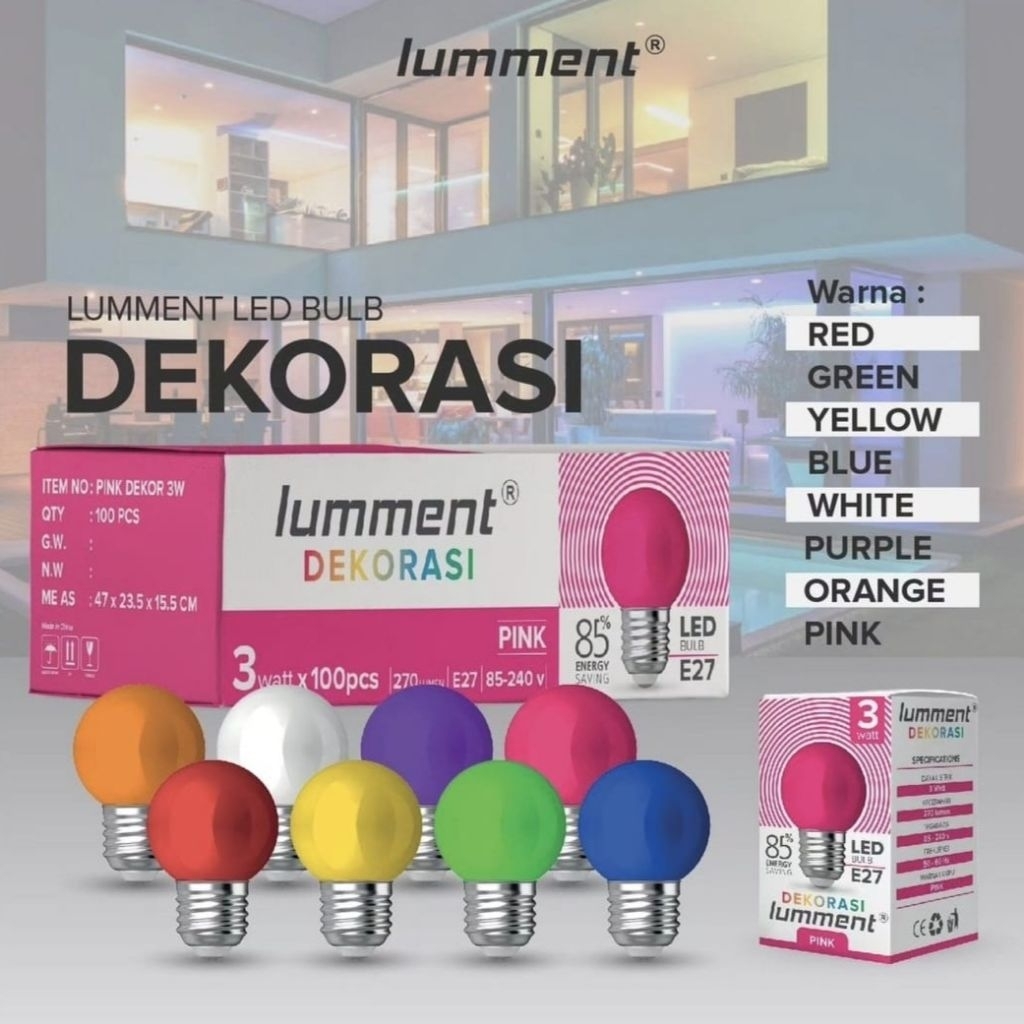LUMMENT LAMPU LED PING PONG 3W 3 WATT / BOHLAM HIAS BULB E27 SUPERLED / LAMPU DEKORASI TIDUR HIAS CA
