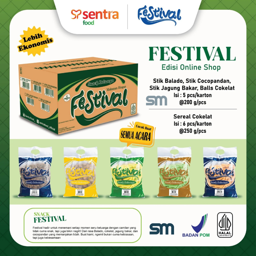 Festival Snack Stik Balado, Stik Cocopandan, Stik Jagung Bakar, Balls Cokelat, Sereal Cokelat