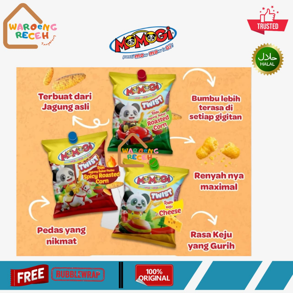 Momogi Twist Snack Spicy Roasted Corn Cheese 20 Gr - Satuan