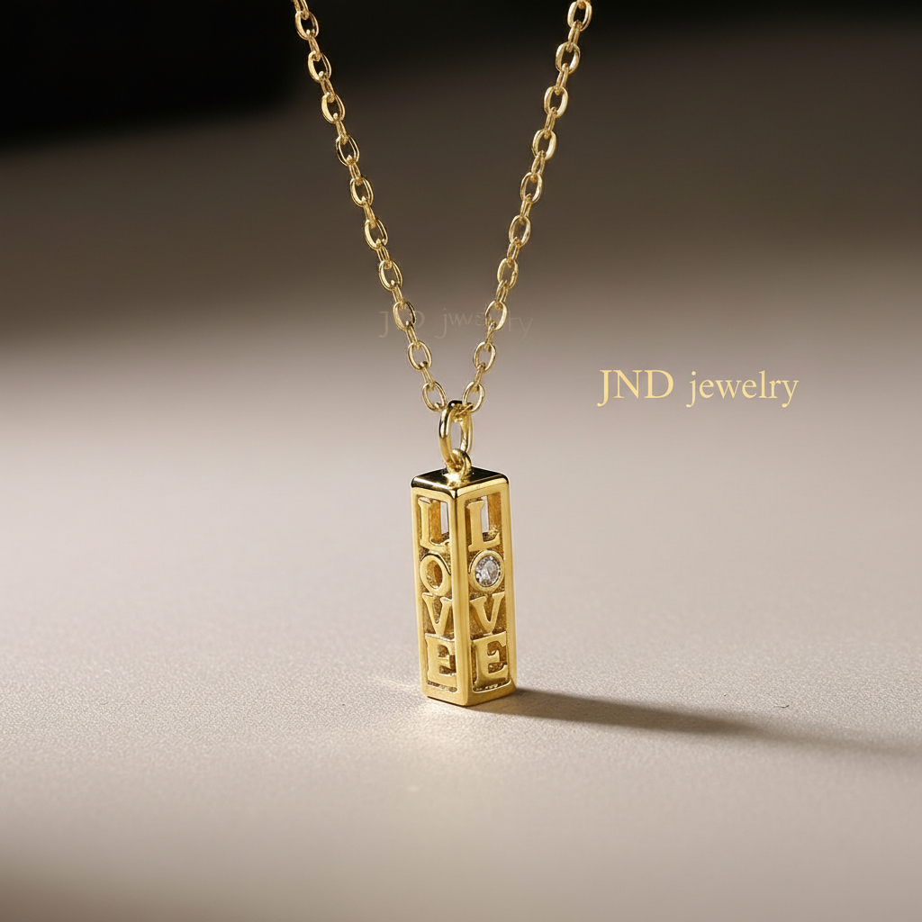 Kalung Liontin LOVE Custom Inisial | Suasa Asli Lapis Emas | Gold Rosegold Silver | JND Jewelry