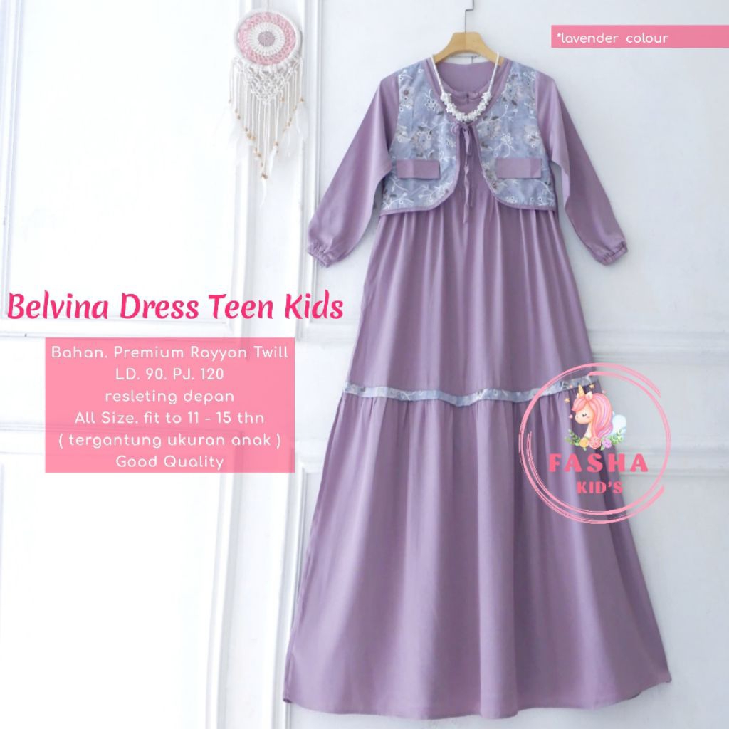 gamis anak perempuan 11-15 tahun matt rayon original by fasha kids | tiara belvina dress teen