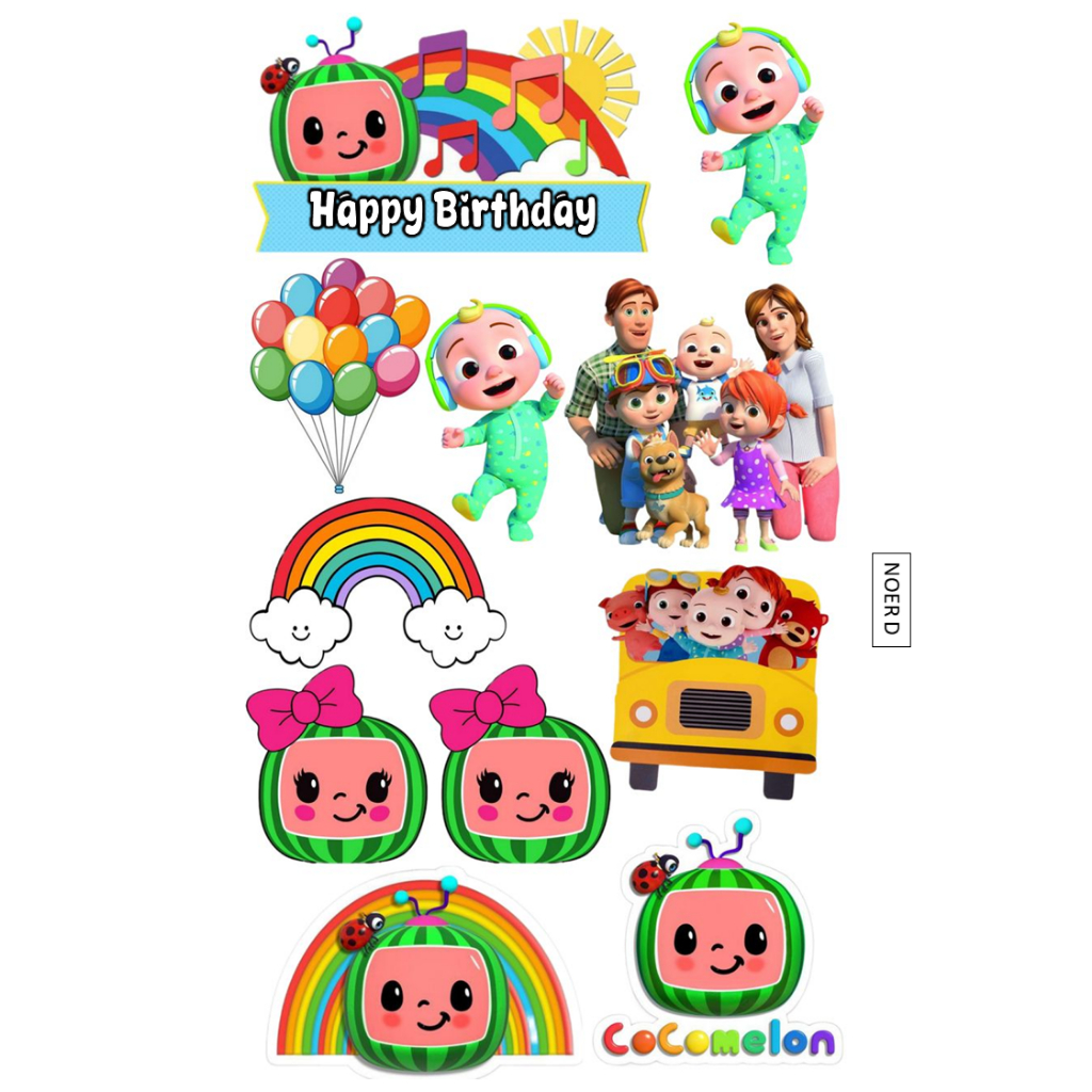 Topper COCOMELON | Topper Birthday Cake Custom Nama | Hiasan ULTAH Cocomelon