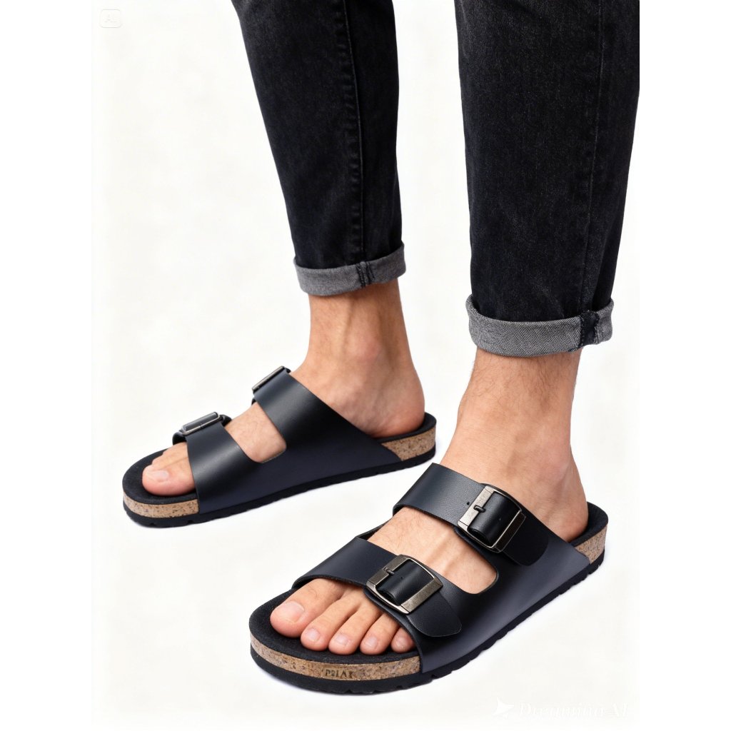 Ezolax Bima Sandal Pria Casual Double Strap Buckle Footbed Nyaman