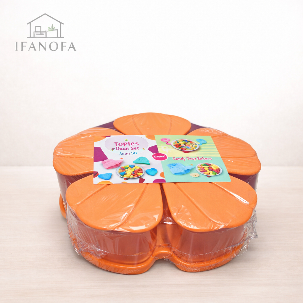 Toples Daun set 5 Sekat Rak Putar Tempat Snack & Jajanan Meja Tamu Estetik
