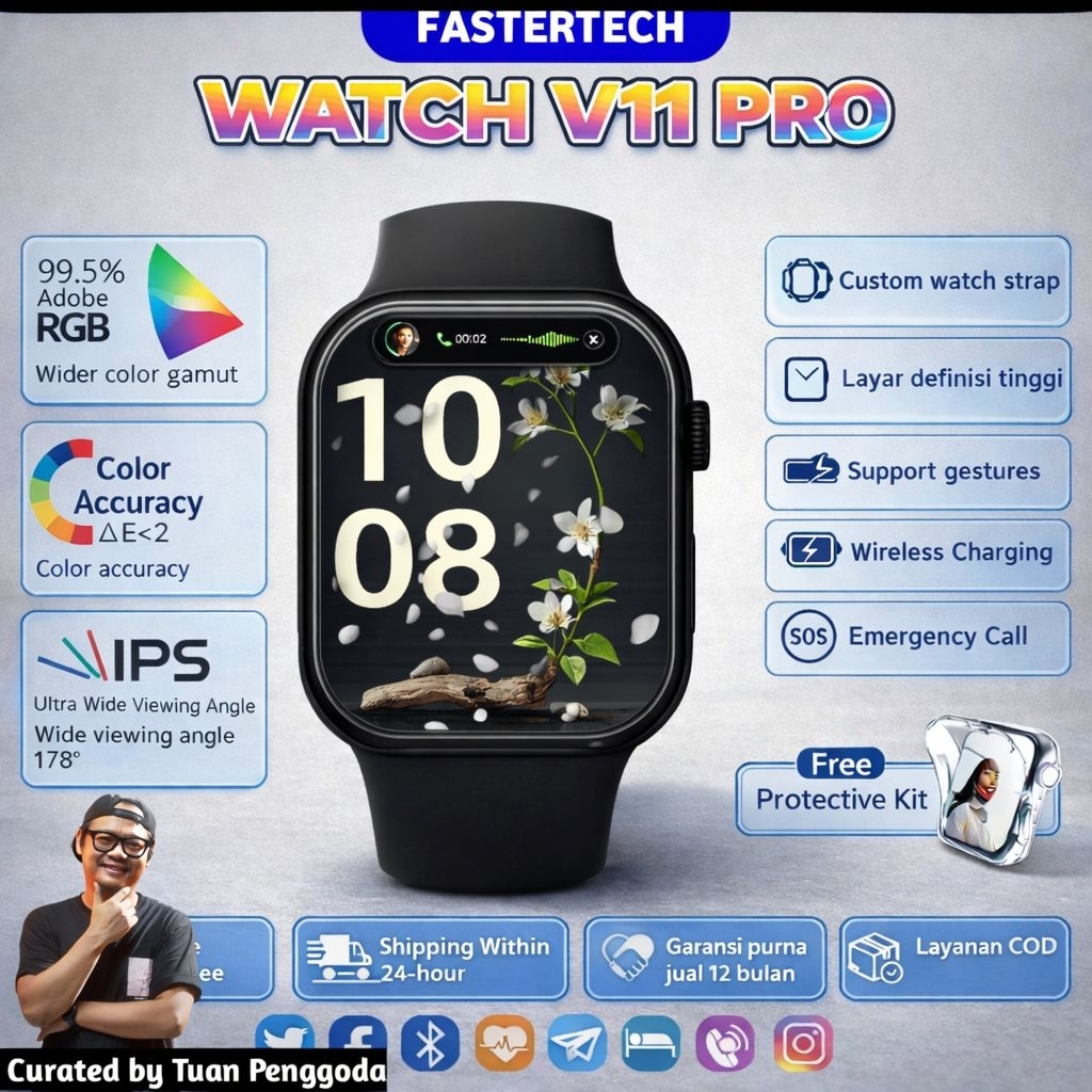 [Exclusive Markas Tuan Penggoda berbagi X Fastertech] FASTERTECH Smartwatch V11 PRO | Sleep Analysis