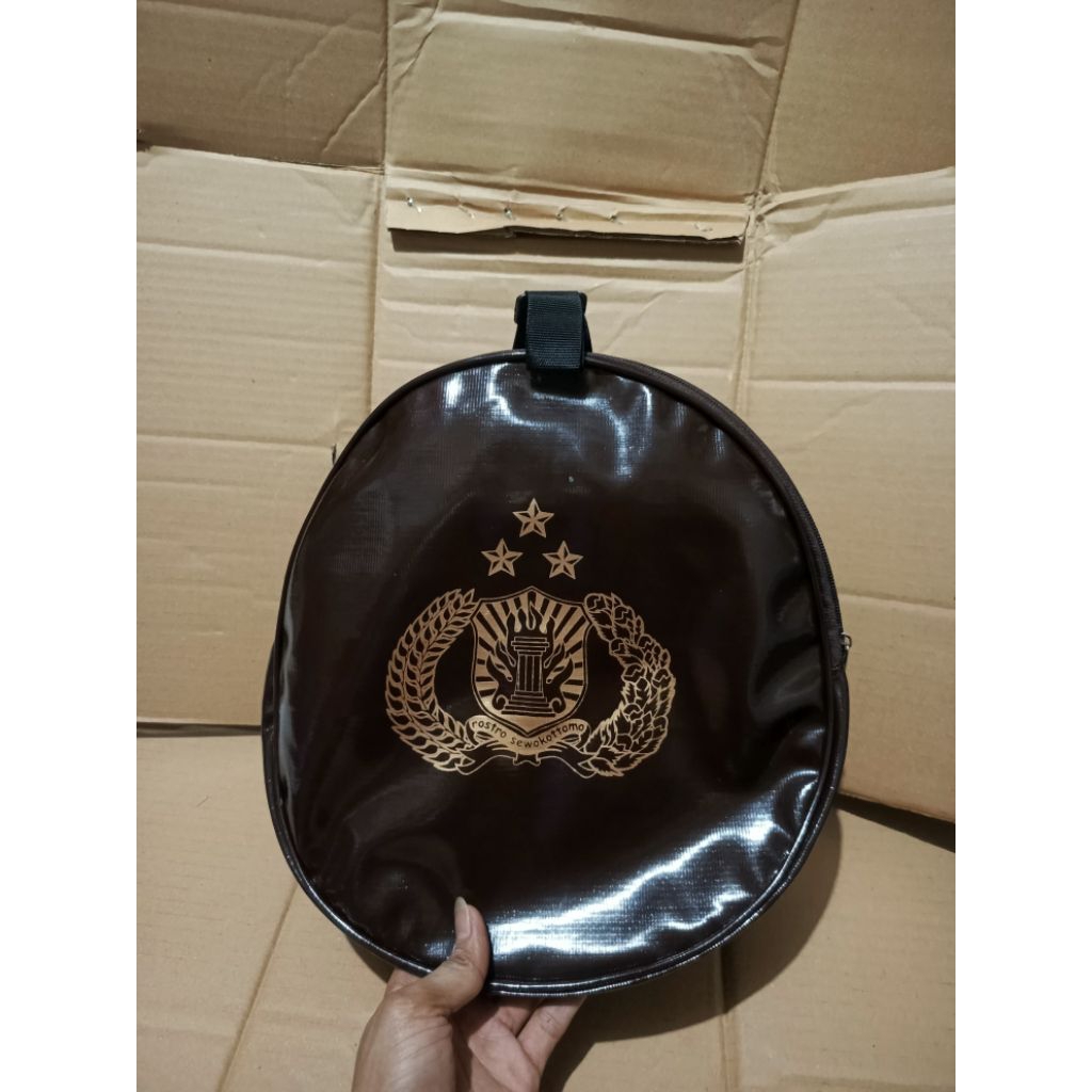 Tas pet polisi coklat tas topi pet coklat