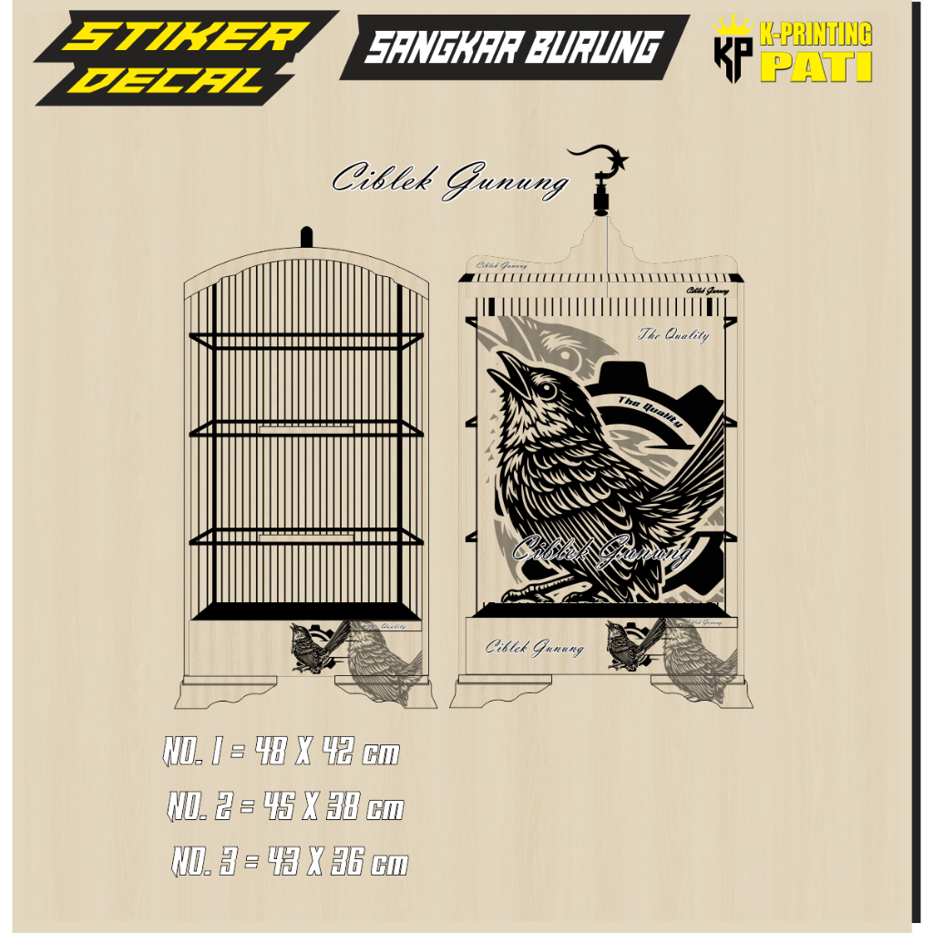 STIKER DECAL KANDANG BURUNG CIBLEK GUNUNG MANIA - SANGKAR BURUNG KOTAK KOSAN KOOPER