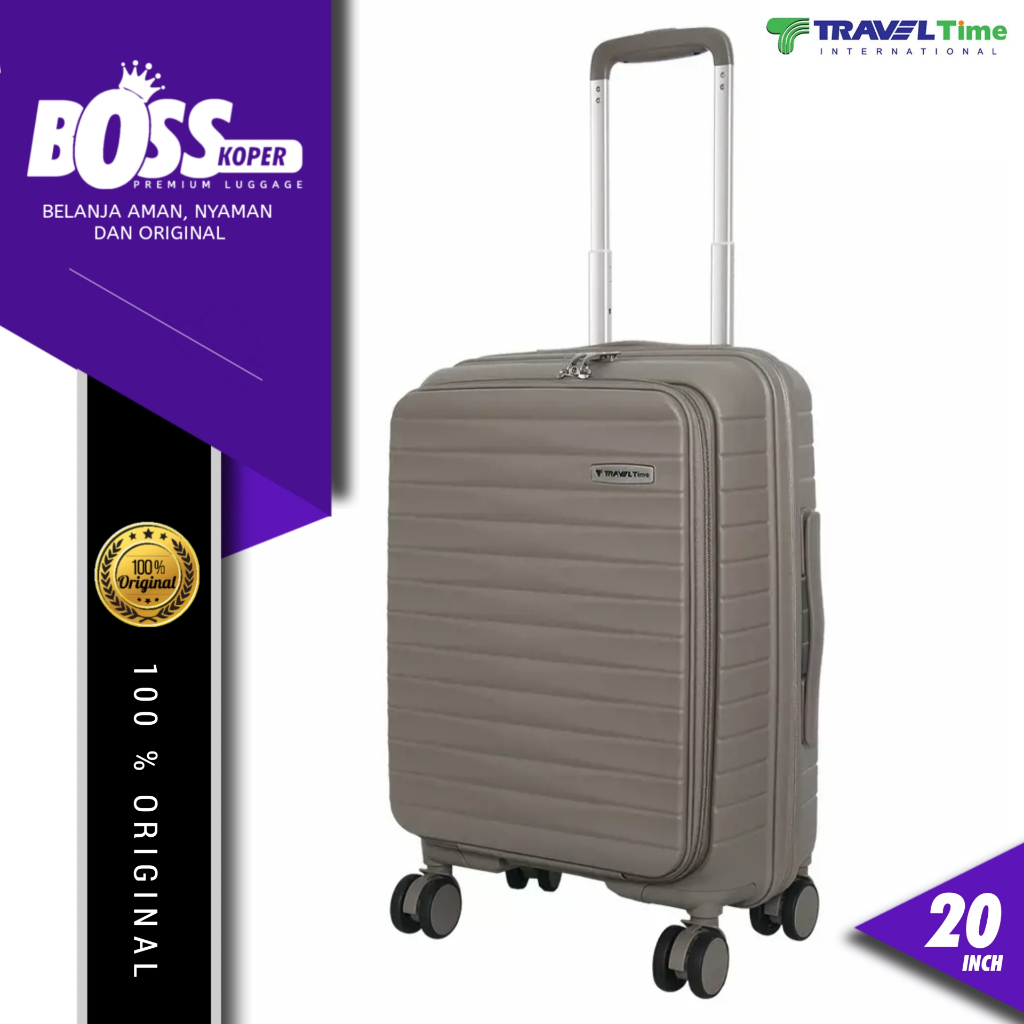 Koper laptop kompartemen cabin size TRAVEL TIME 20 inch hardcase kabin small tsa lock expandabel dou