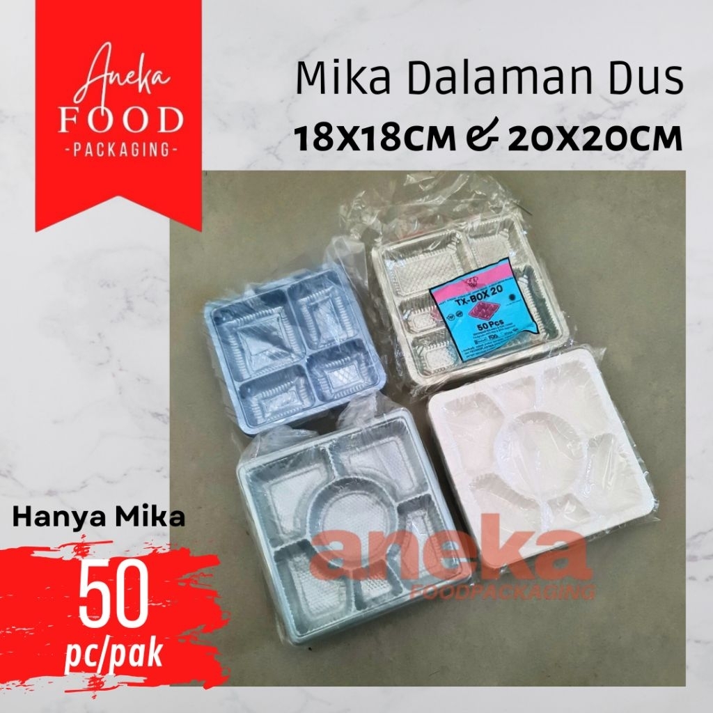 50pc- Mika tray alas dalaman dus nasi box kotak catering sekat 4, sekat 5, sekat 6 & sekat 7 uk. 18x