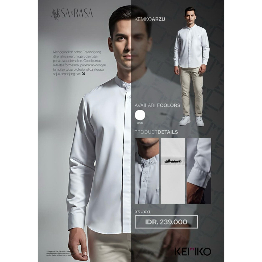 Rabbani - baju koko pria KEMKO ARZU PUTIH MST