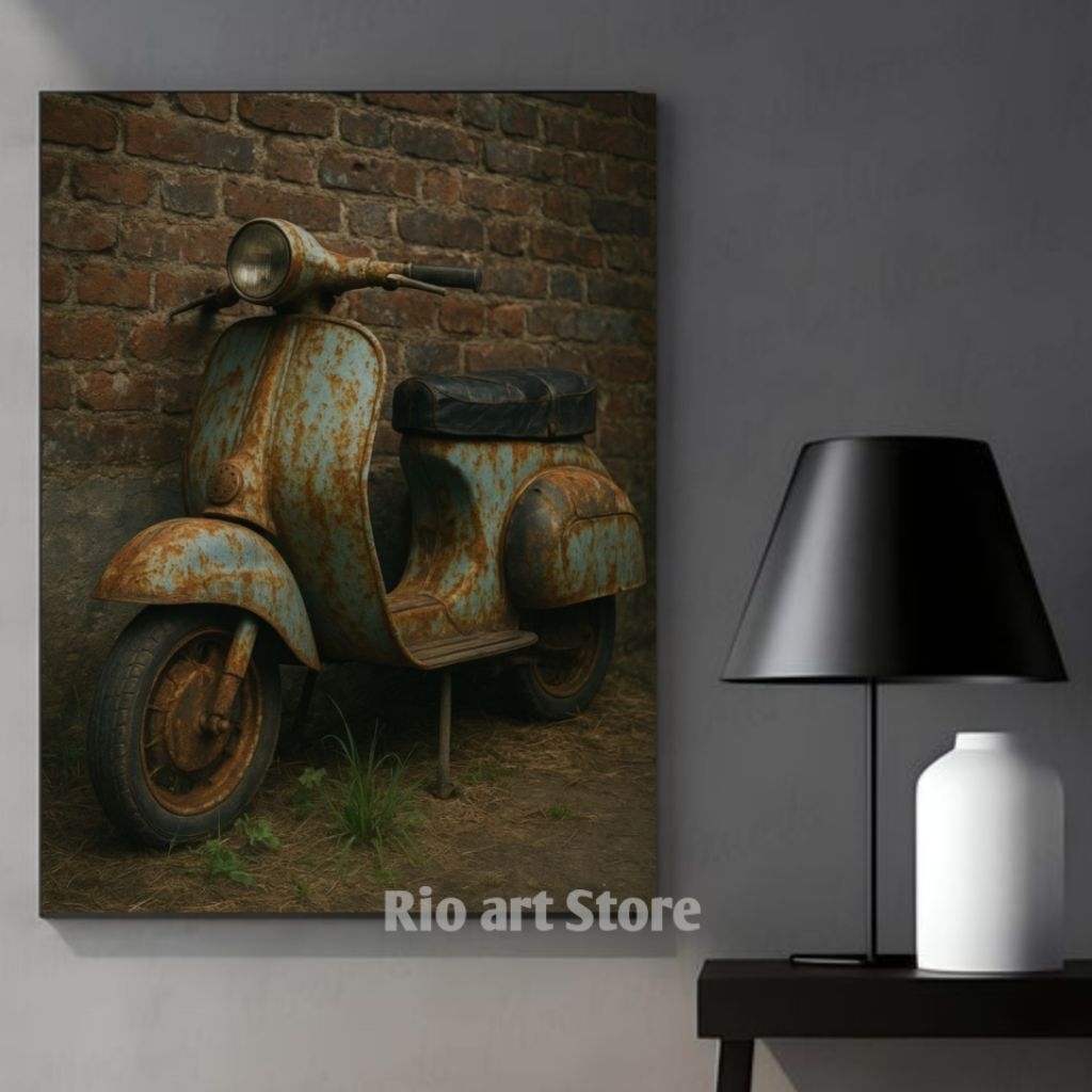 Hiasan dinding poster motor vespa jadul antik untuk walldecor atau dekorasi dinding