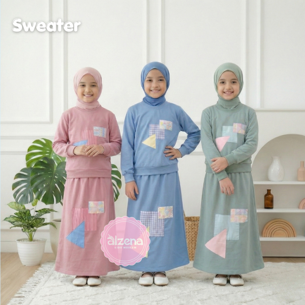 Alzena Kids Moslem - Baju Muslim Anak Perempuan Setelan Gamis Anak Modern Outfit Anak Perempuan Lucu