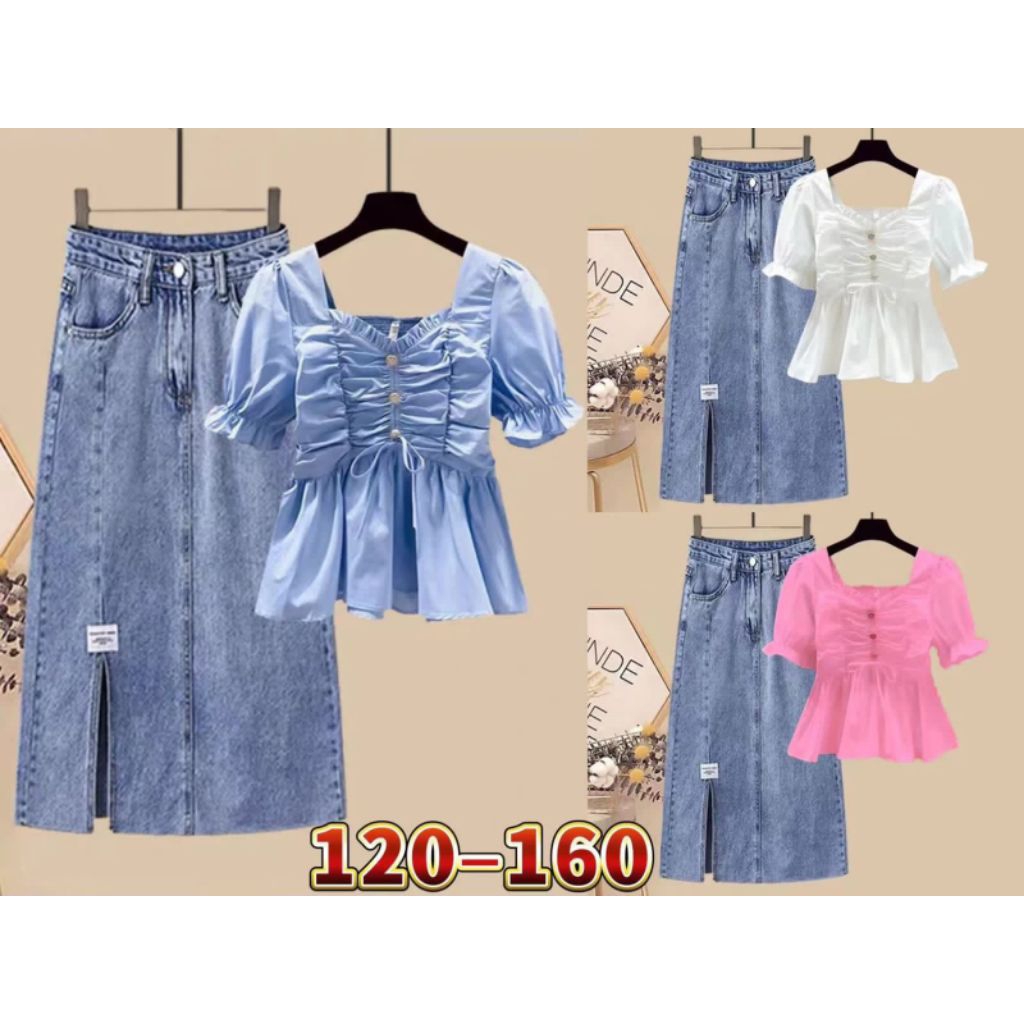 Setelan Rok anak perempuan import | setelan rok jeans anak import | setelan rok anak import murah